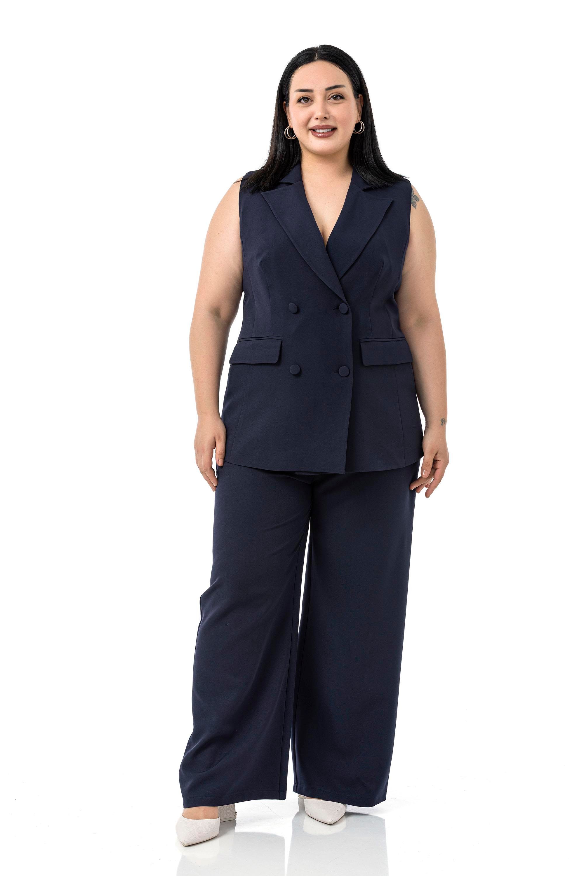 Yelek | Pantolon TakımlarDisentis Modest Büyük Beden Kaplama Düğmeli Yelek Pantolon Lacivert İkili TakımDISENTIS MODESTBüyük Beden Kaplama Düğmeli Yelek Pantolon Lacivert İkili Takım