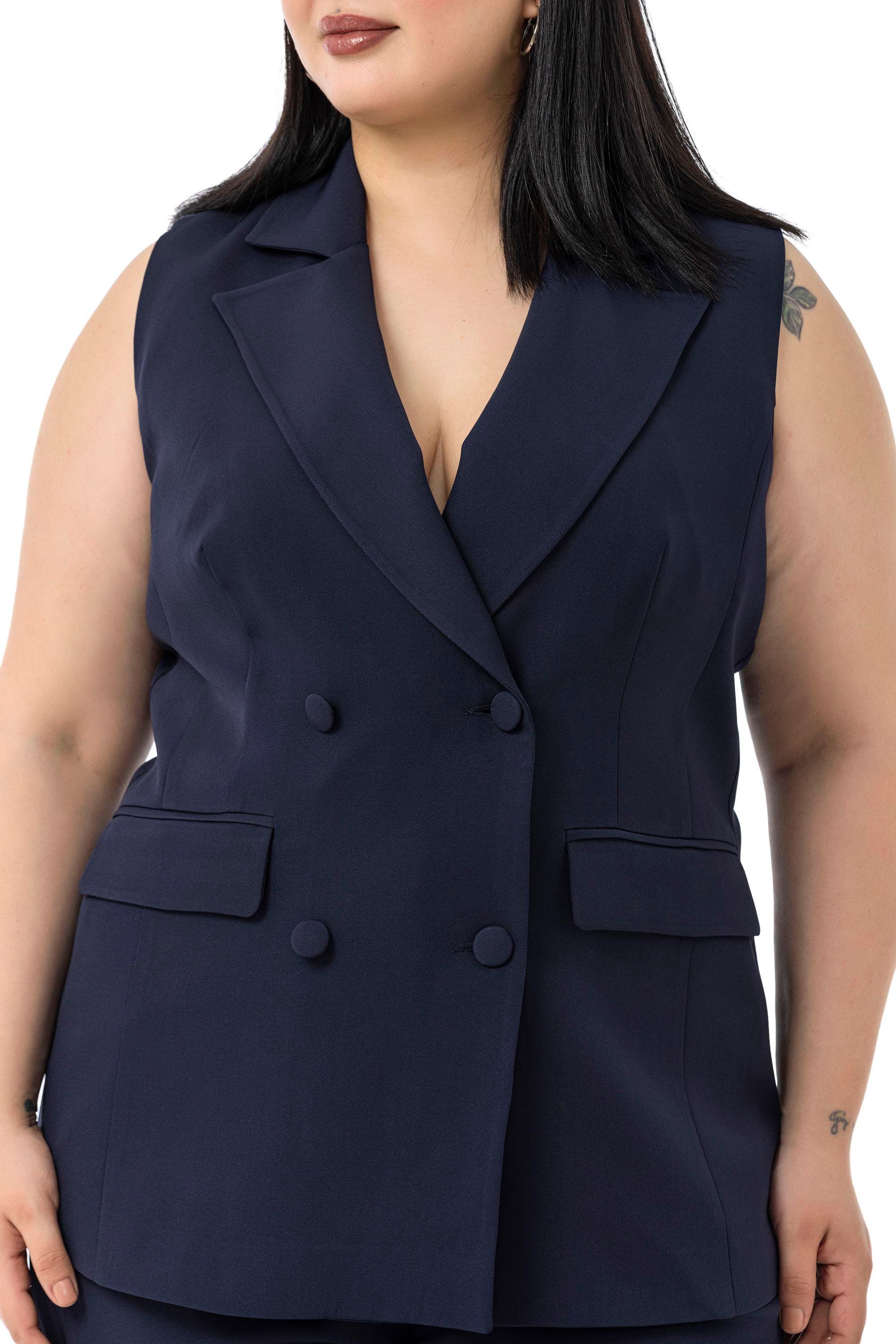 Yelek | Pantolon TakımlarDisentis Modest Büyük Beden Kaplama Düğmeli Yelek Pantolon Lacivert İkili TakımDISENTIS MODESTBüyük Beden Kaplama Düğmeli Yelek Pantolon Lacivert İkili Takım