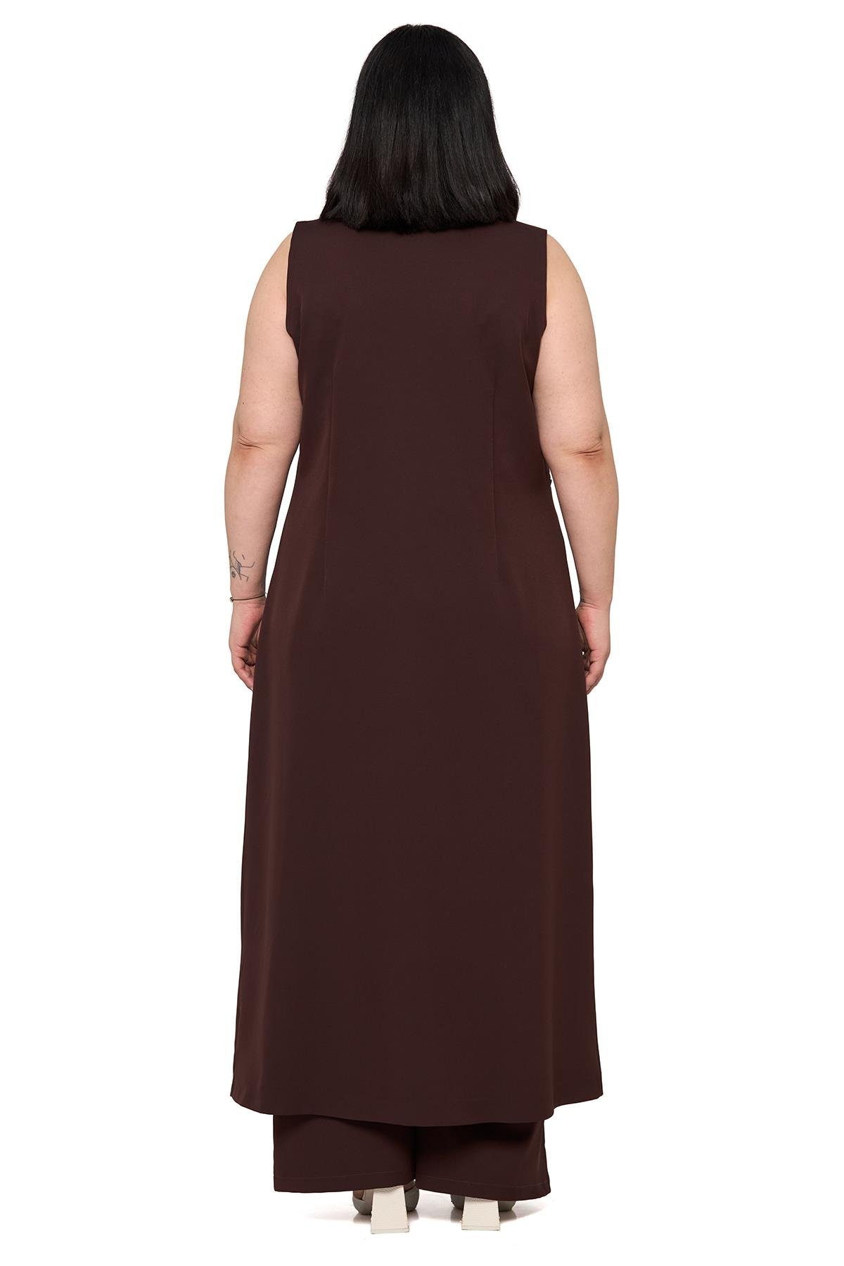 Yelek | Pantolon TakımlarDisentis Modest Büyük Beden Maxi Yelek Pantolon Kahverengi İkili TakımDISENTIS MODESTBüyük Beden Maxi Yelek Pantolon Kahverengi İkili Takım