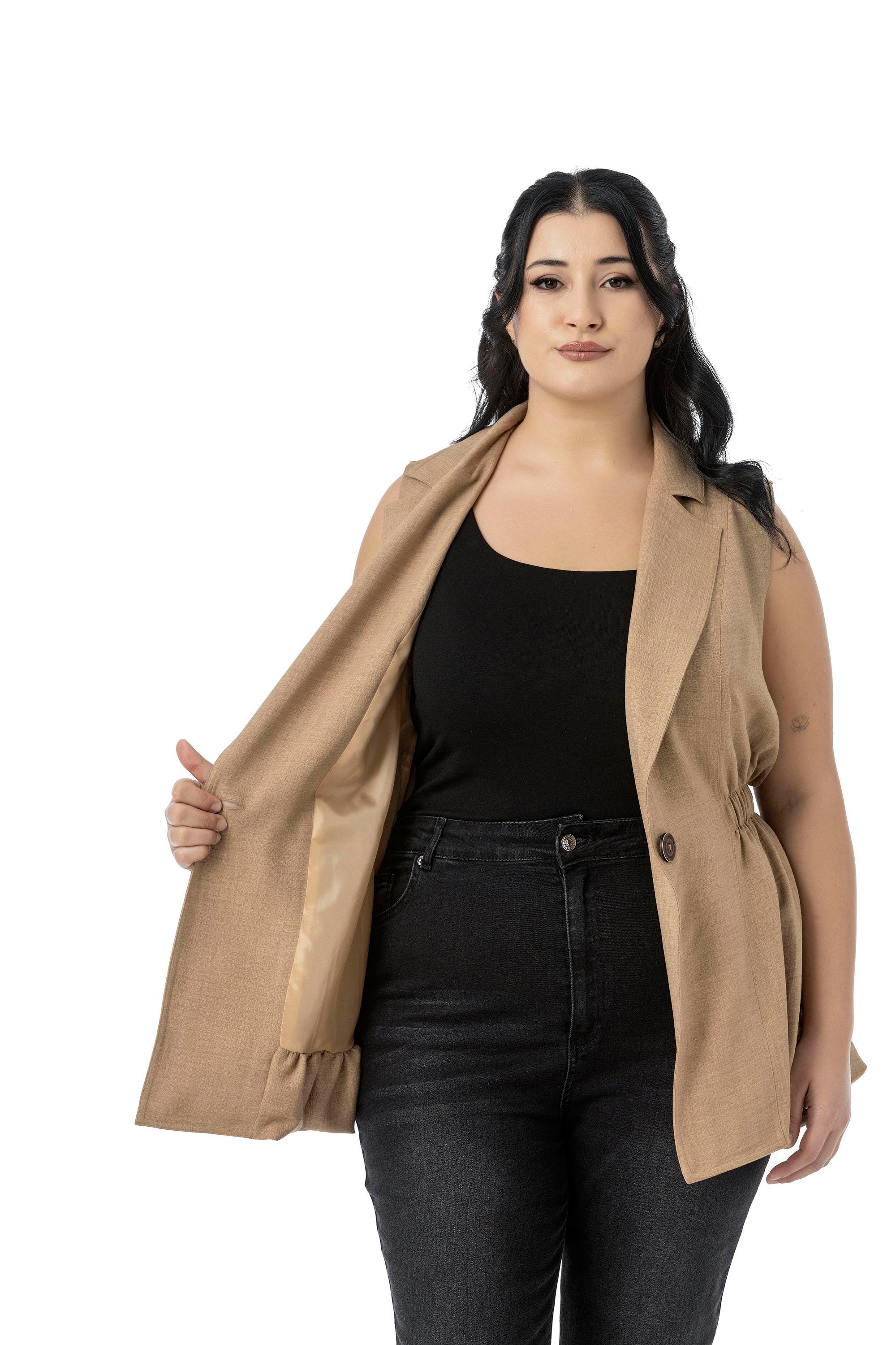 VestsDisentis Modest Büyük Beden Beli Lastik Detaylı Eteği Balon Kesim Düğmeli Astarlı Vizon YelekDISENTIS MODESTBüyük Beden Beli Lastik Detaylı Eteği Balon Kesim Düğmeli Astarlı Vizon Yelek