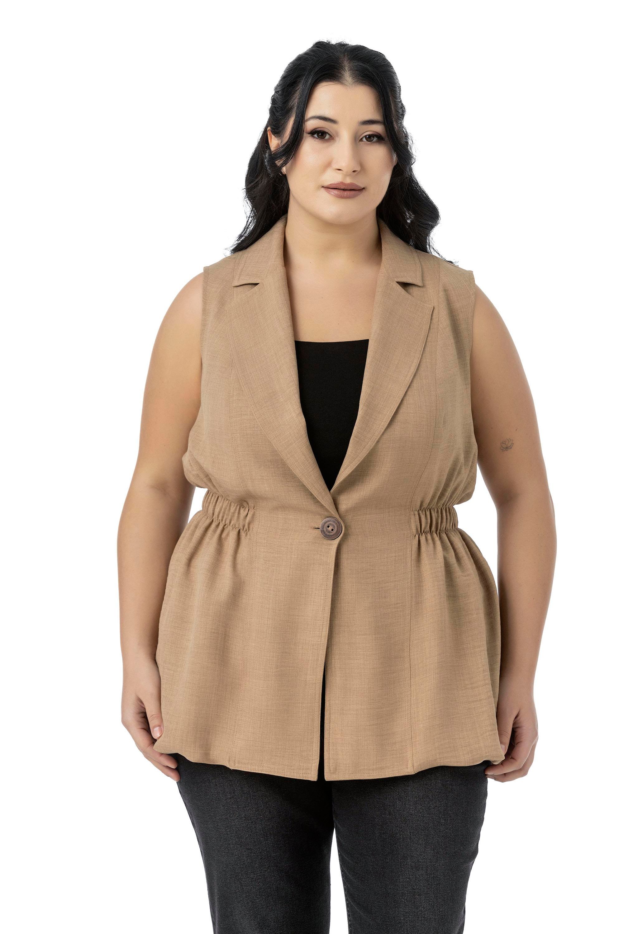 VestsDisentis Modest Büyük Beden Beli Lastik Detaylı Eteği Balon Kesim Düğmeli Astarlı Vizon YelekDISENTIS MODESTBüyük Beden Beli Lastik Detaylı Eteği Balon Kesim Düğmeli Astarlı Vizon Yelek