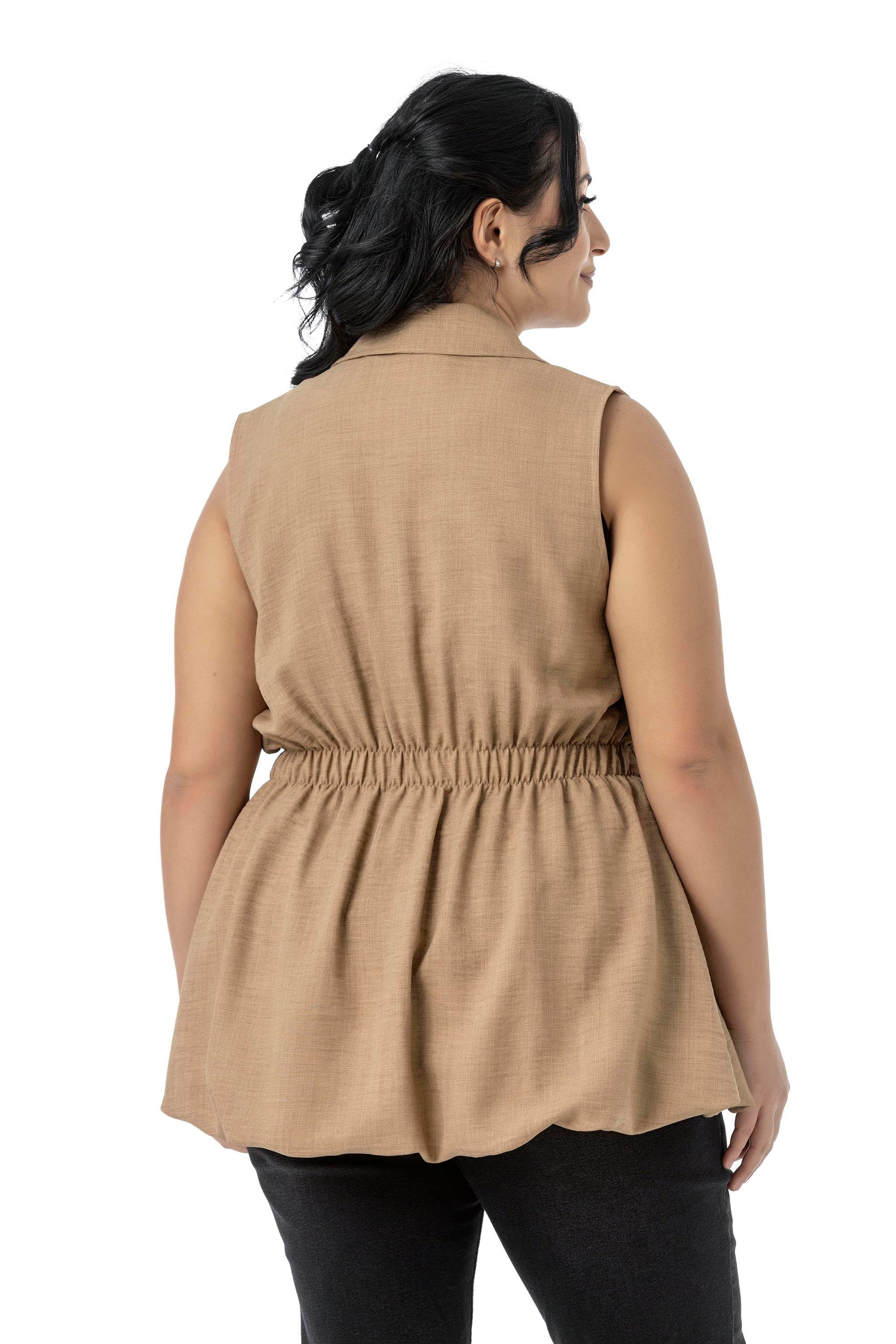 VestsDisentis Modest Büyük Beden Beli Lastik Detaylı Eteği Balon Kesim Düğmeli Astarlı Vizon YelekDISENTIS MODESTBüyük Beden Beli Lastik Detaylı Eteği Balon Kesim Düğmeli Astarlı Vizon Yelek