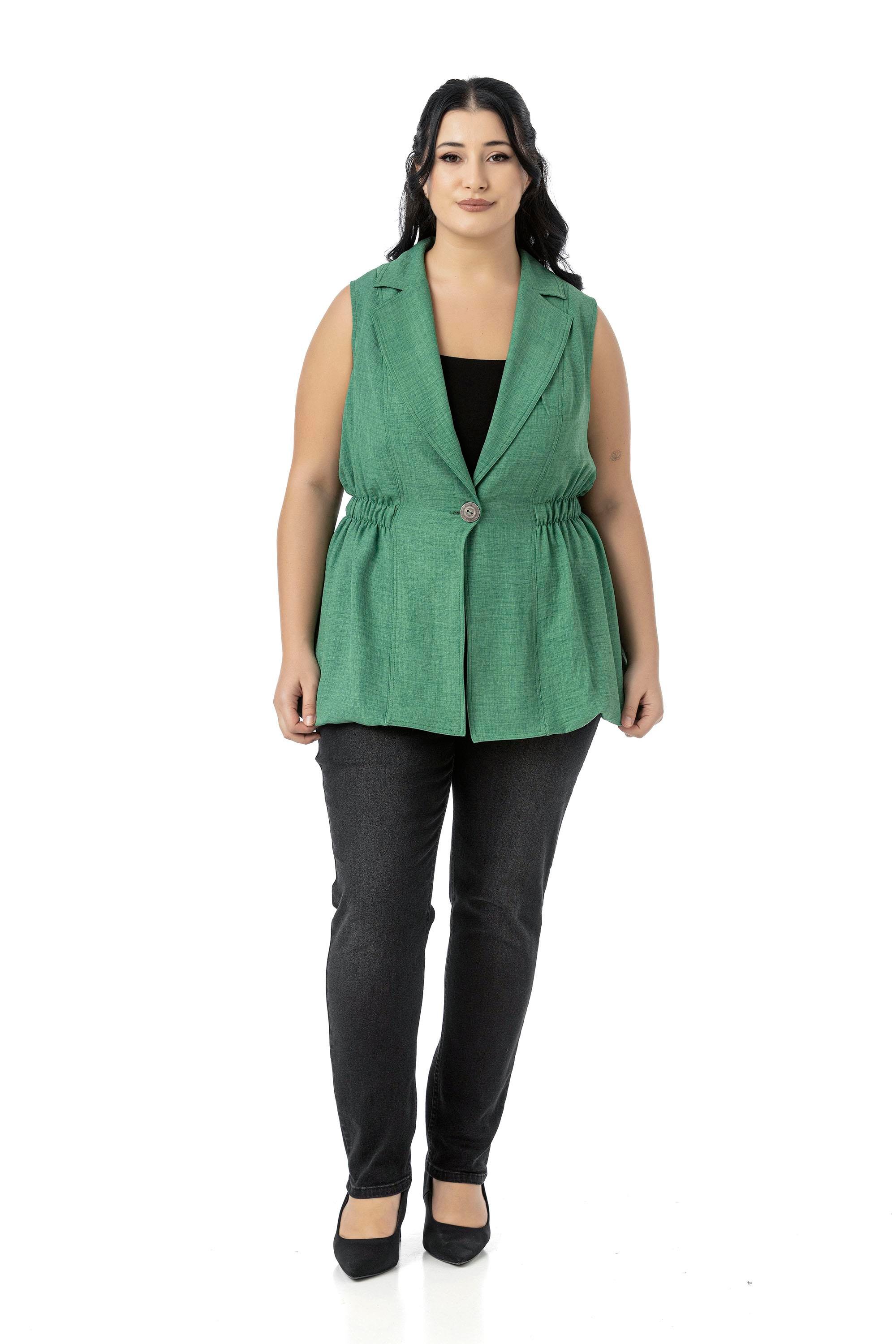 VestsDisentis Modest Büyük Beden Beli Lastik Detaylı Eteği Balon Kesim Düğmeli Astarlı Yeşil YelekDISENTIS MODESTBüyük Beden Beli Lastik Detaylı Eteği Balon Kesim Düğmeli Astarlı Yeşil Yelek