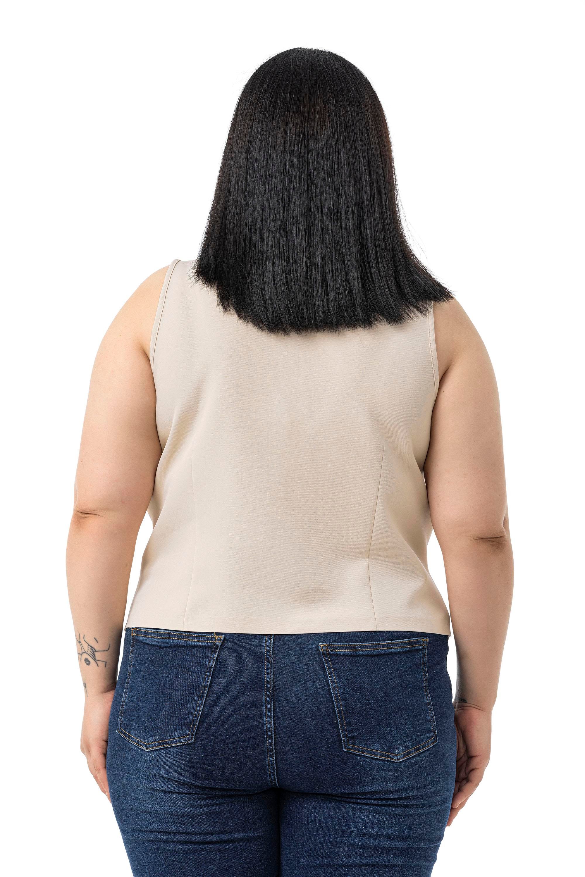 VestsDisentis Modest Büyük Beden Düğme Detaylı Bej Rengi Bluzan YelekDISENTIS MODESTBüyük Beden Düğme Detaylı Bej Rengi Bluzan Yelek