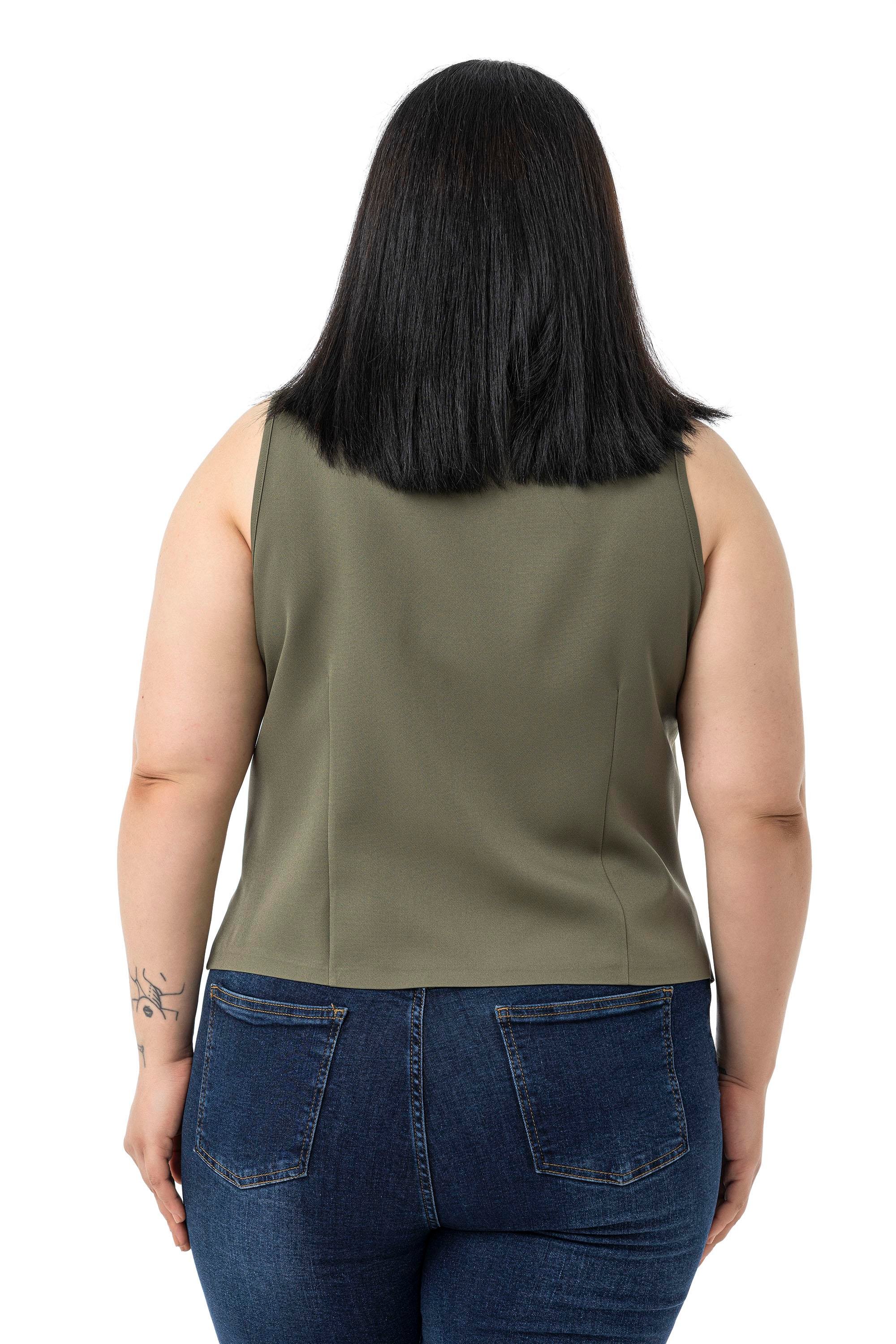 VestsDisentis Modest Büyük Beden Düğme Detaylı Haki Bluzan YelekDISENTIS MODESTBüyük Beden Düğme Detaylı Haki Bluzan Yelek