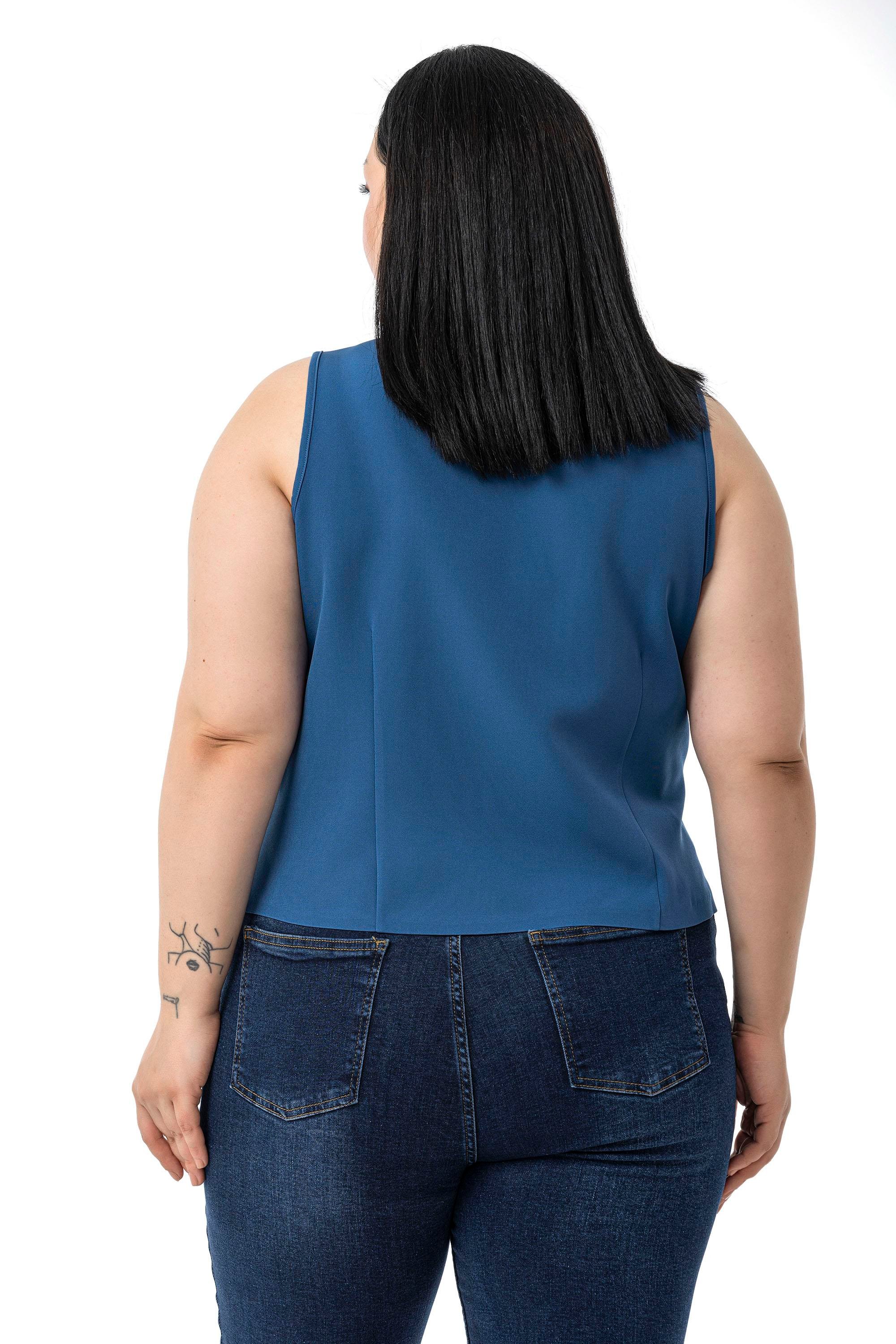 VestsDisentis Modest Büyük Beden Düğme Detaylı İndigo Bluzan YelekDISENTIS MODESTBüyük Beden Düğme Detaylı İndigo Bluzan Yelek