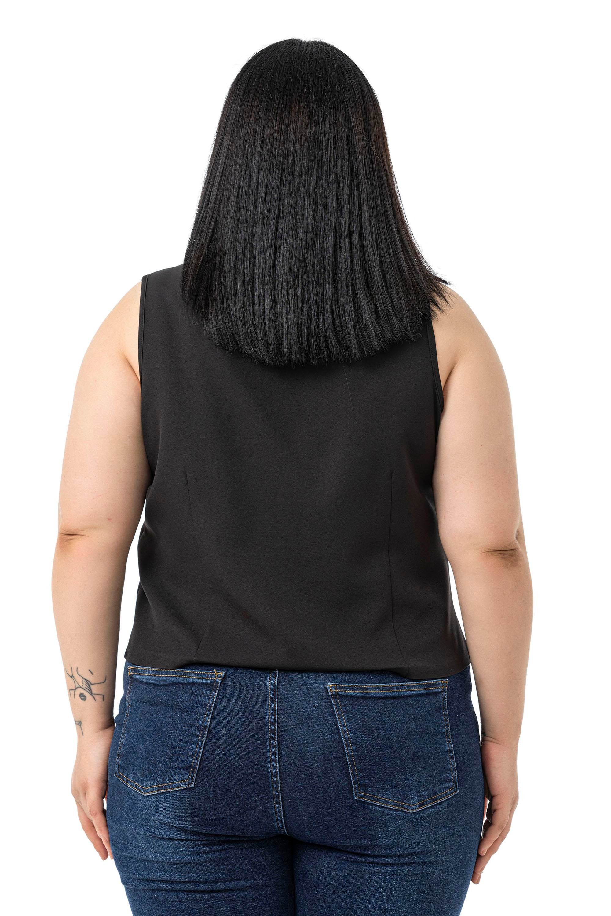 VestsDisentis Modest Büyük Beden Düğme Detaylı Siyah Bluzan YelekDISENTIS MODESTBüyük Beden Düğme Detaylı Siyah Bluzan Yelek