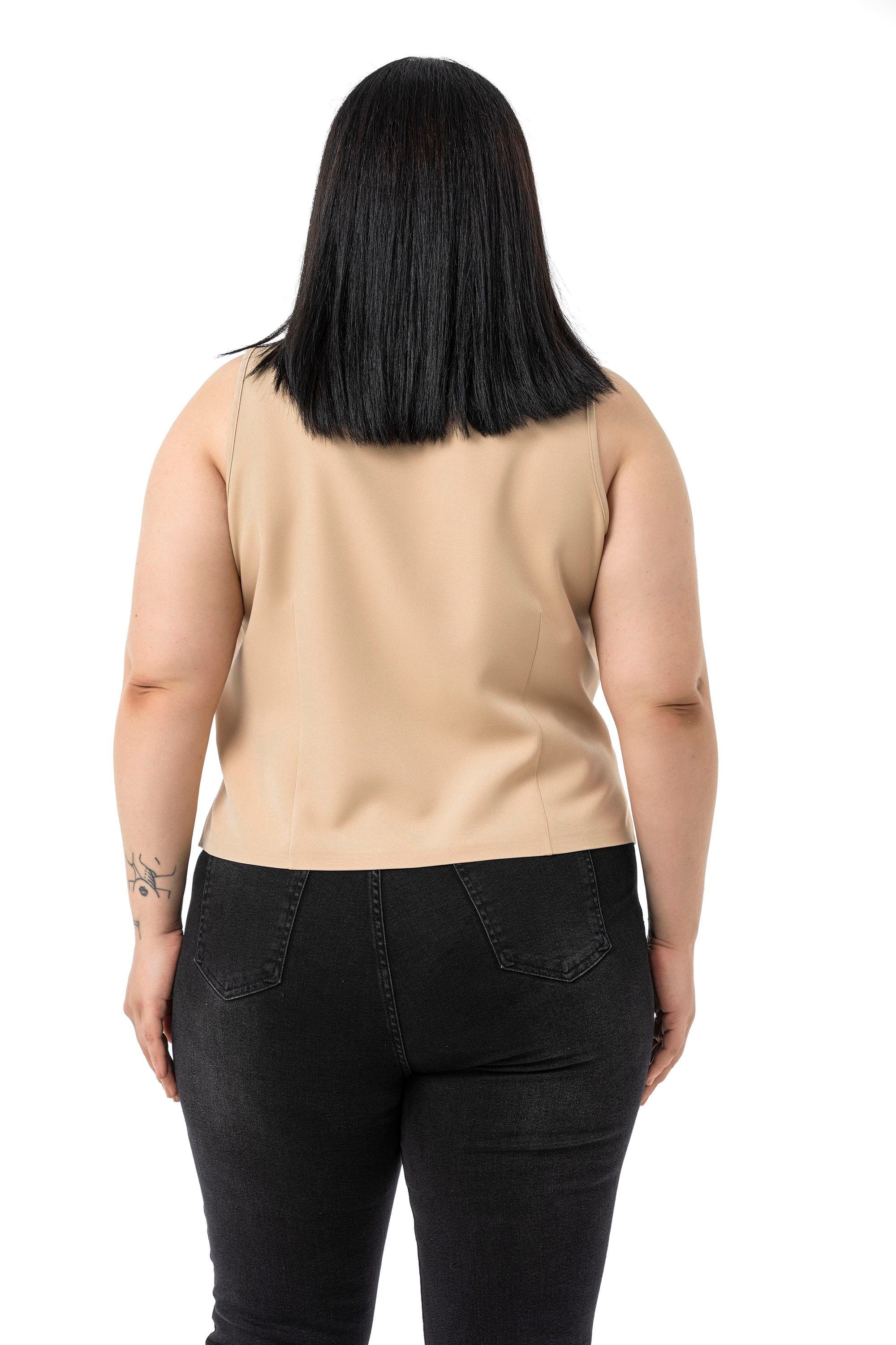 VestsDisentis Modest Büyük Beden Düğme Detaylı Vizon Bluzan YelekDISENTIS MODESTBüyük Beden Düğme Detaylı Vizon Bluzan Yelek