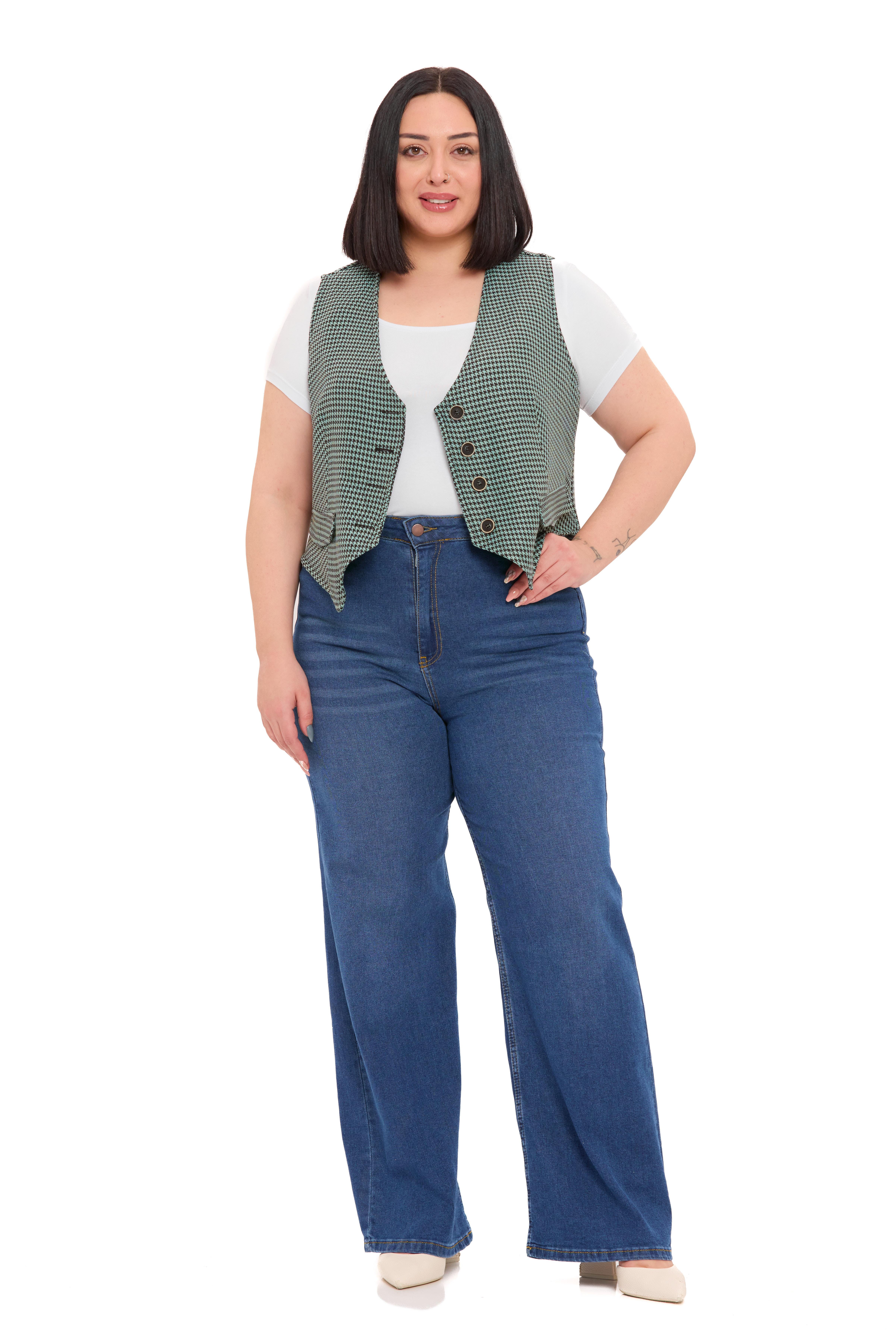 YelekDisentis Modest Büyük Beden Düğme Kapamalı Cep Kapaklı Astarlı Kısa Küçük Kazayağı Desenli Mint Yeşili YelekDISENTIS MODESTBüyük Beden Düğme Kapamalı Cep Kapaklı Astarlı Kısa Küçük Kazayağı Desenli Mint Yeşili Yelek