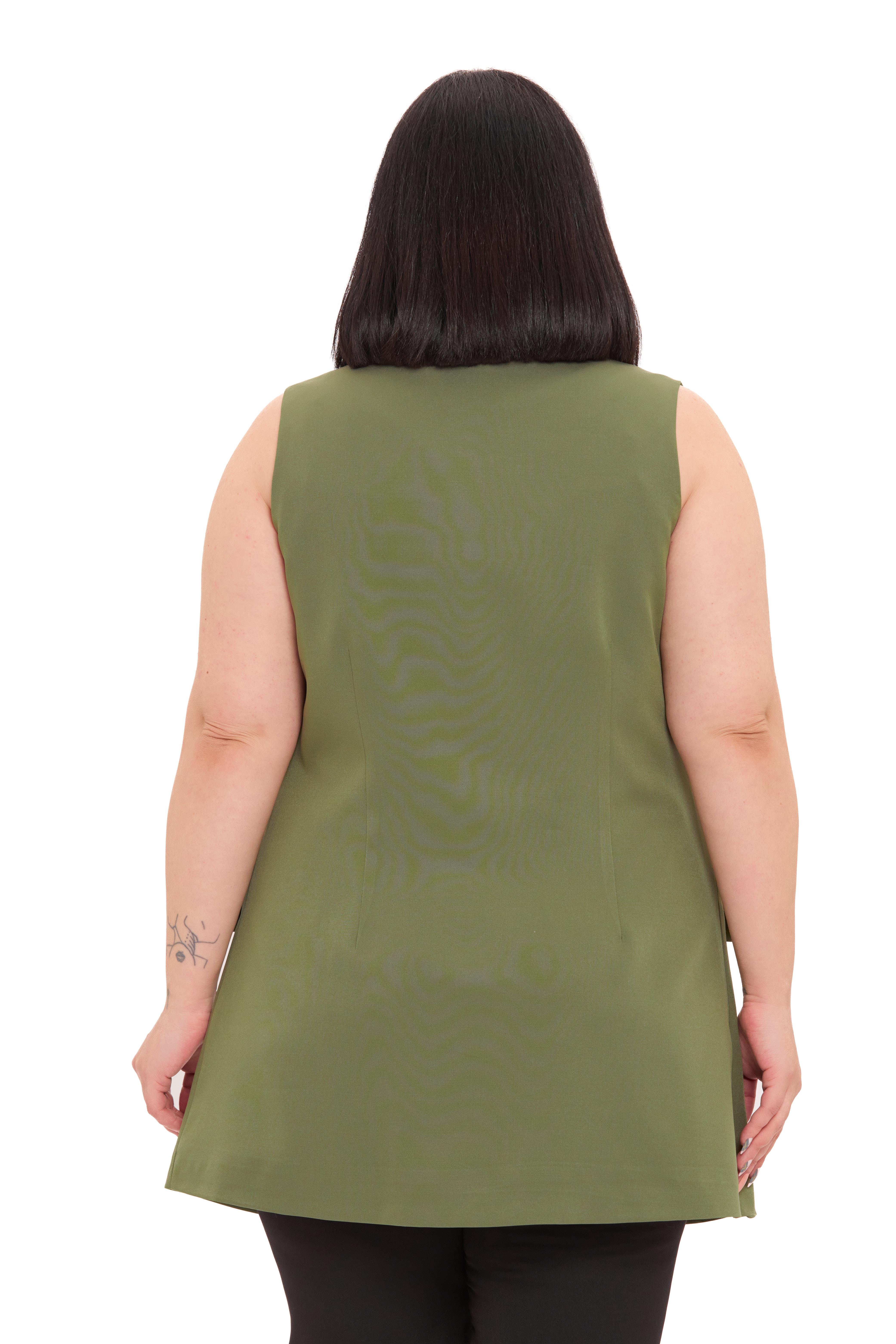 YelekDisentis Modest Büyük Beden Düğmeli Kapaklı Cepli Astarlı Uzun Haki YelekDISENTIS MODESTBüyük Beden Düğmeli Kapaklı Cepli Astarlı Uzun Haki Yelek