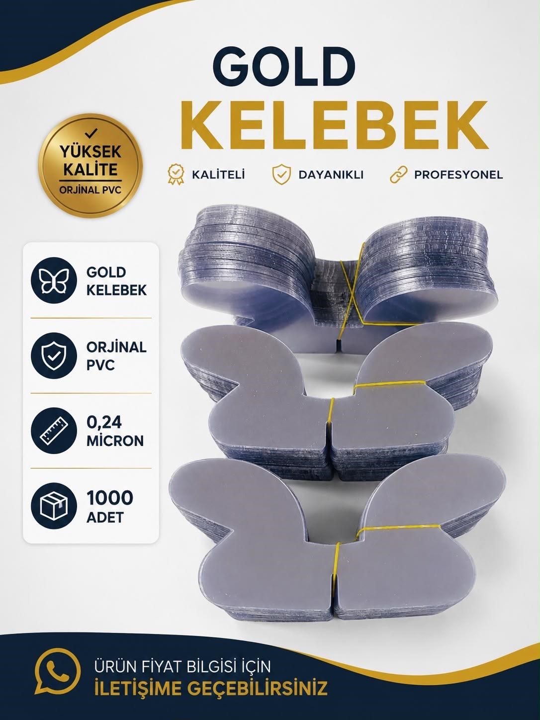 Gömlek Yaka Kelebeği Gold Katlamalı (1000 Adet)