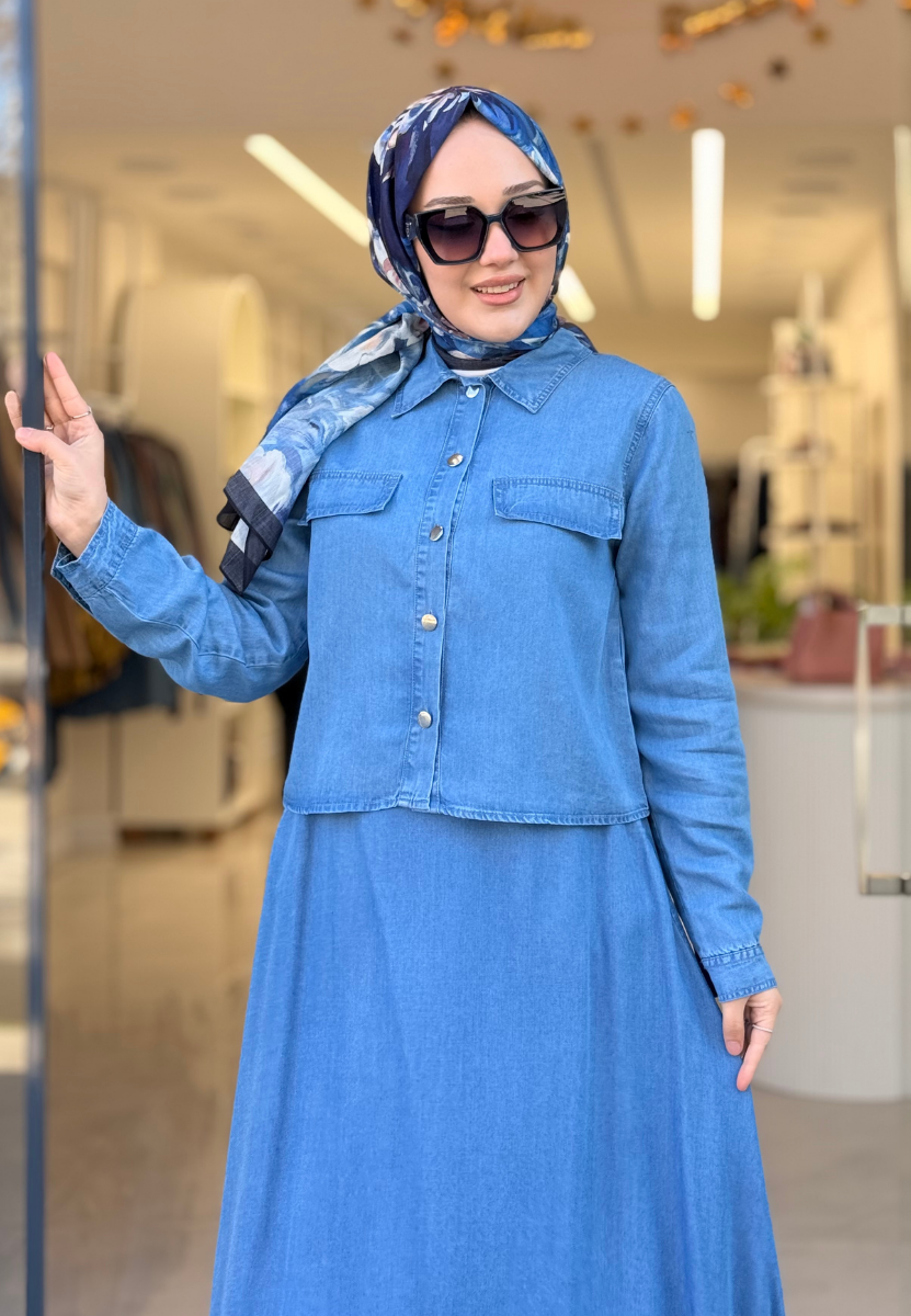 Açık Mavi Tensel Etekli Takım