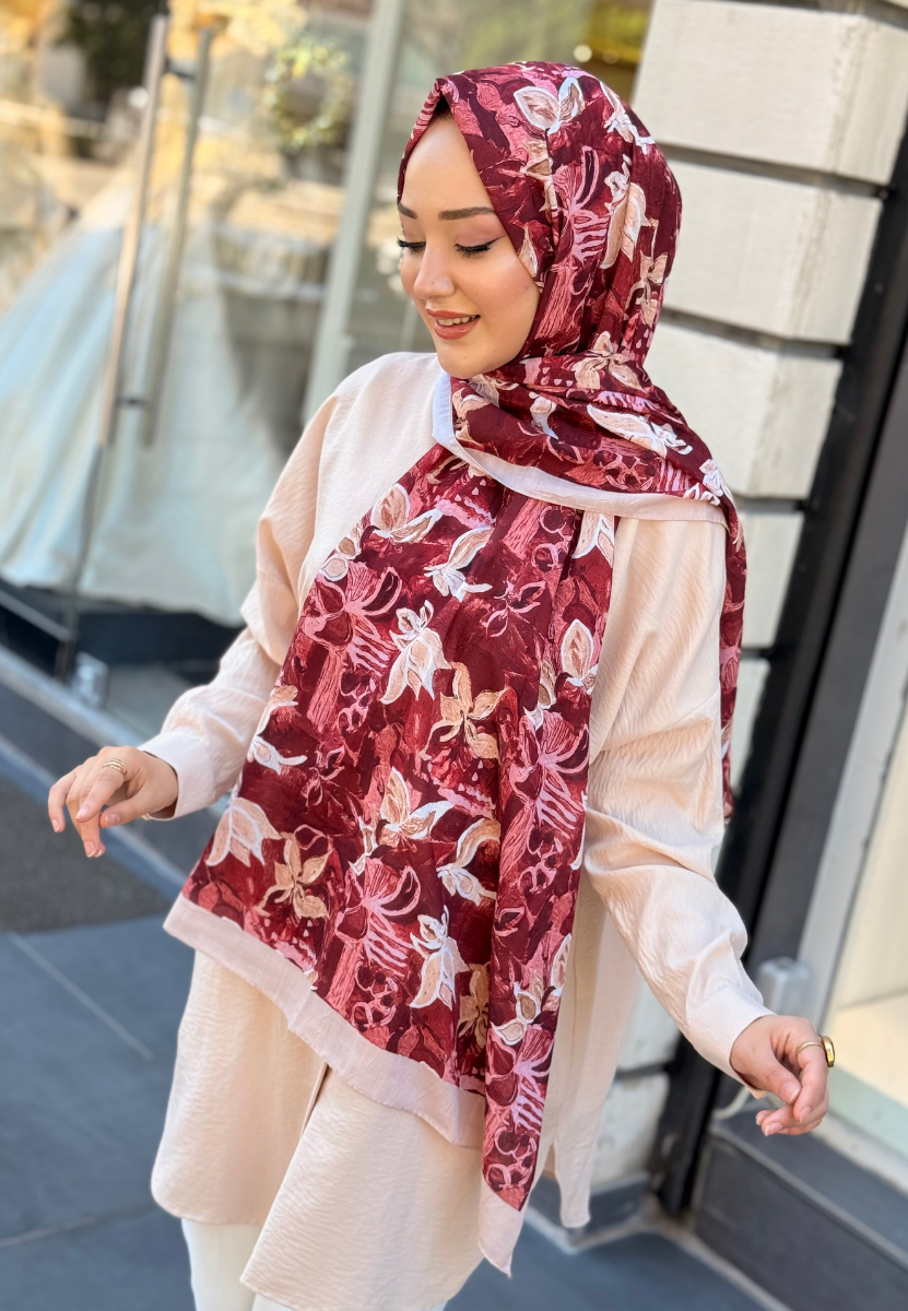 Bordo Luna Kraş Şal