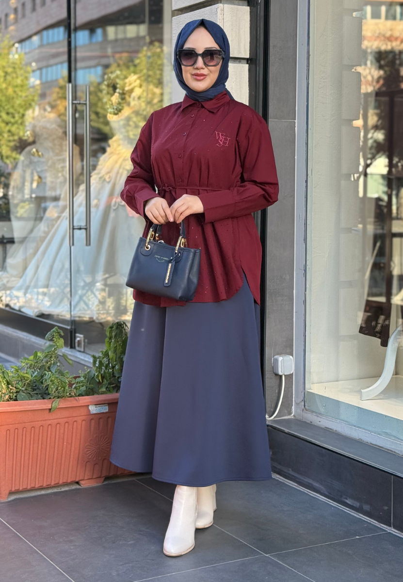 Bordo Shine Gömlek