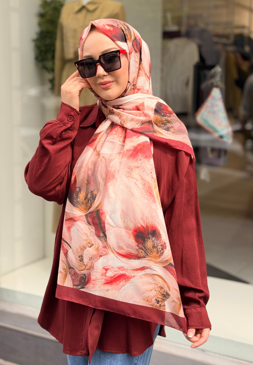 Bordo Tulipa Pamuk Şal