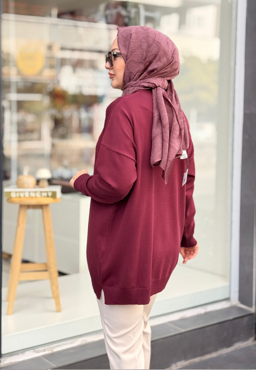 Bordo Venedik Triko Tunik