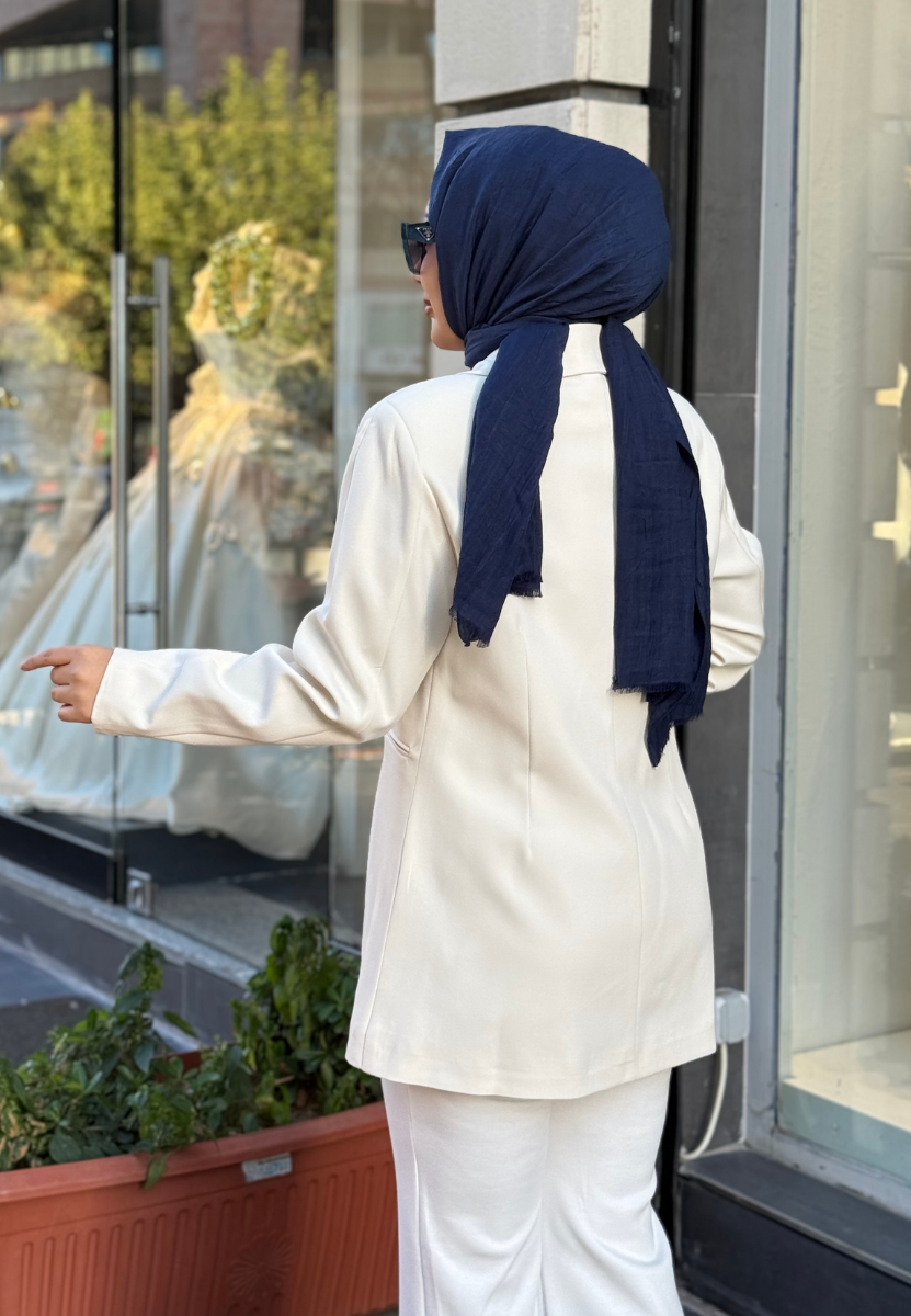 Ekru Hoops Blazer Ceket