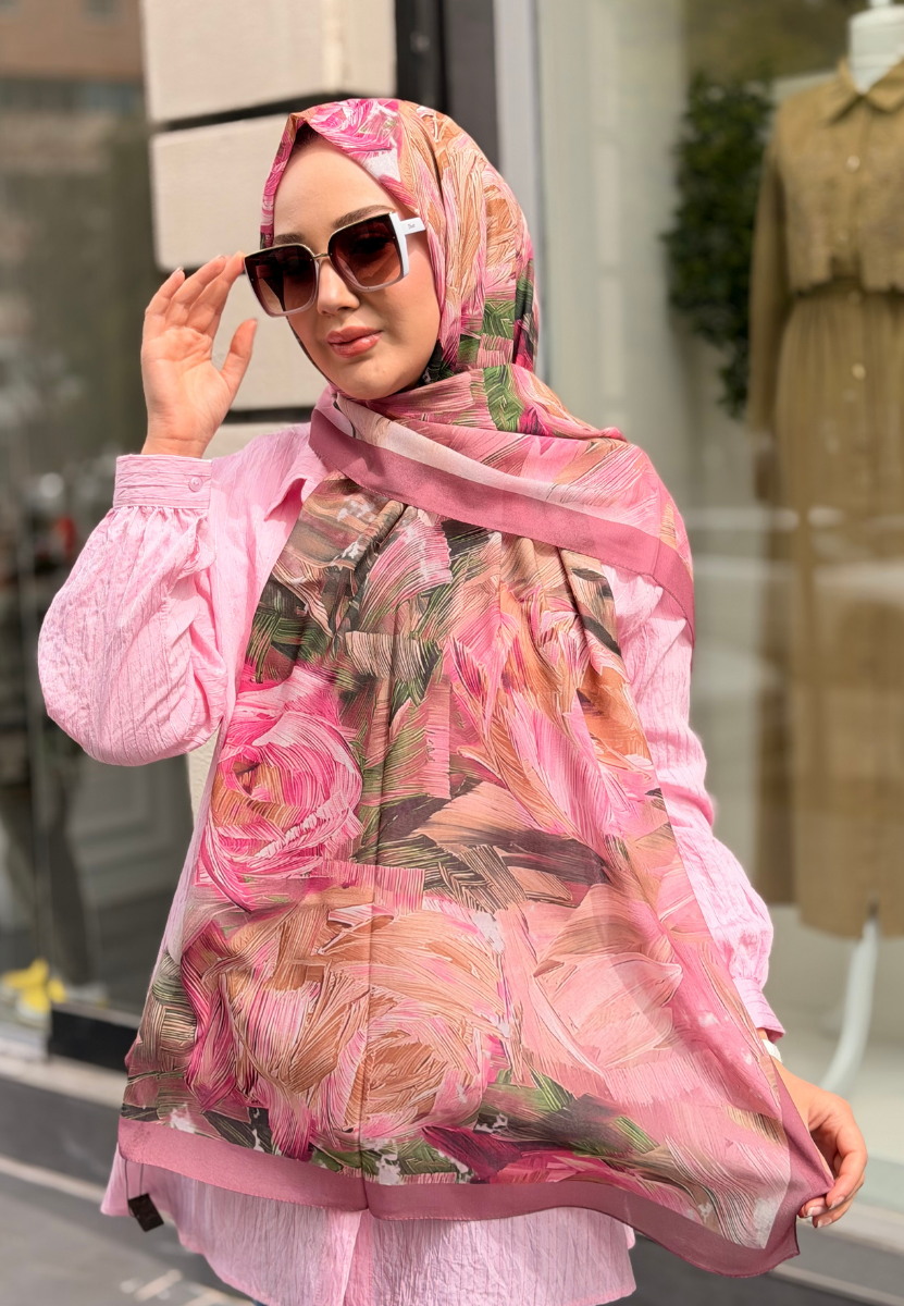 Gül Kurusu Native Desen Şal