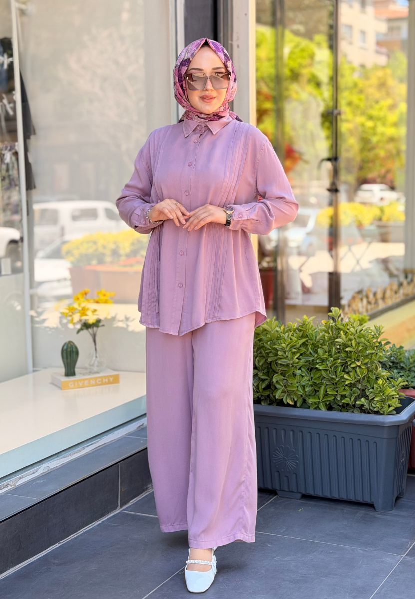 Gül Pembe Nervürlü Takım