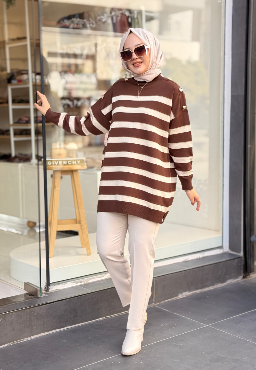 Kahverengi Paris Triko Tunik