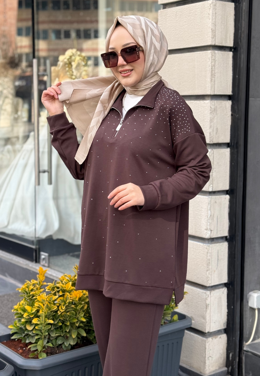 Kahverengi Taşlı Liona Takım