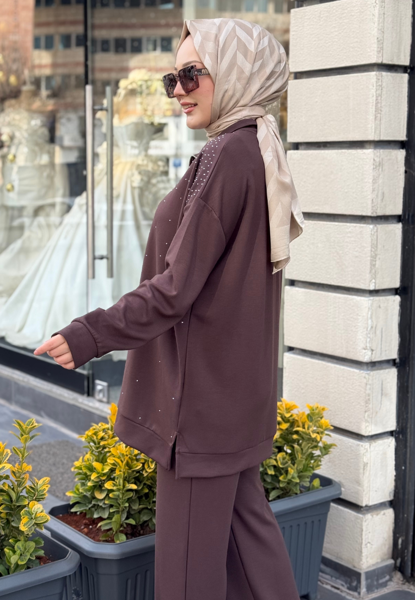 Kahverengi Taşlı Liona Takım