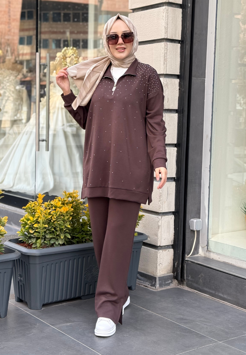 Kahverengi Taşlı Liona Takım