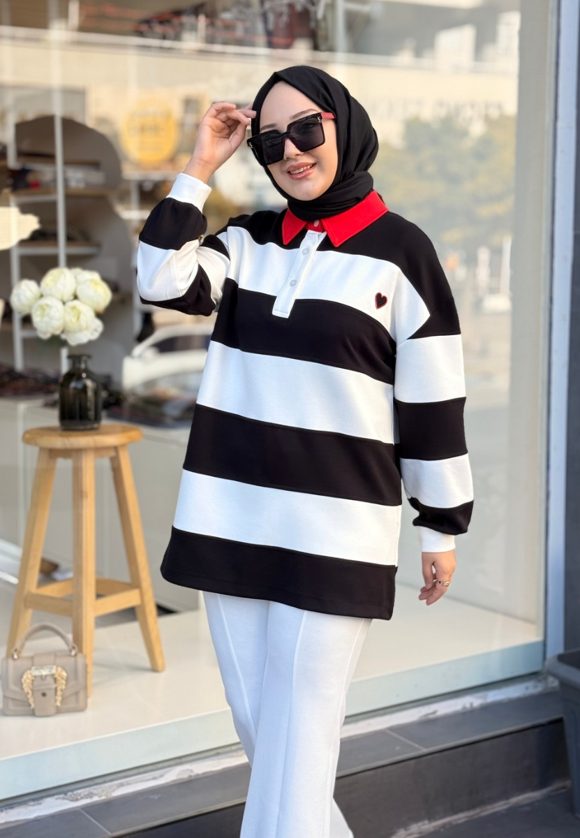 Kalpli Siyah Sweat