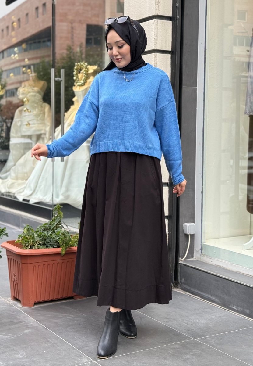 KB Mavi Basic Kısa Kazak