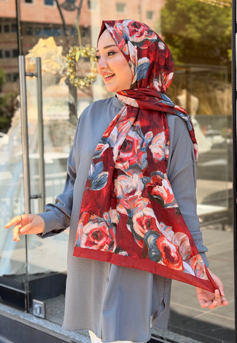 Kırmızı Lidia Kraş Şal