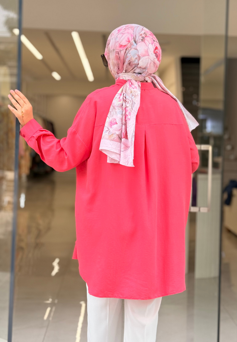 Koyu Pembe Damla Gömlek