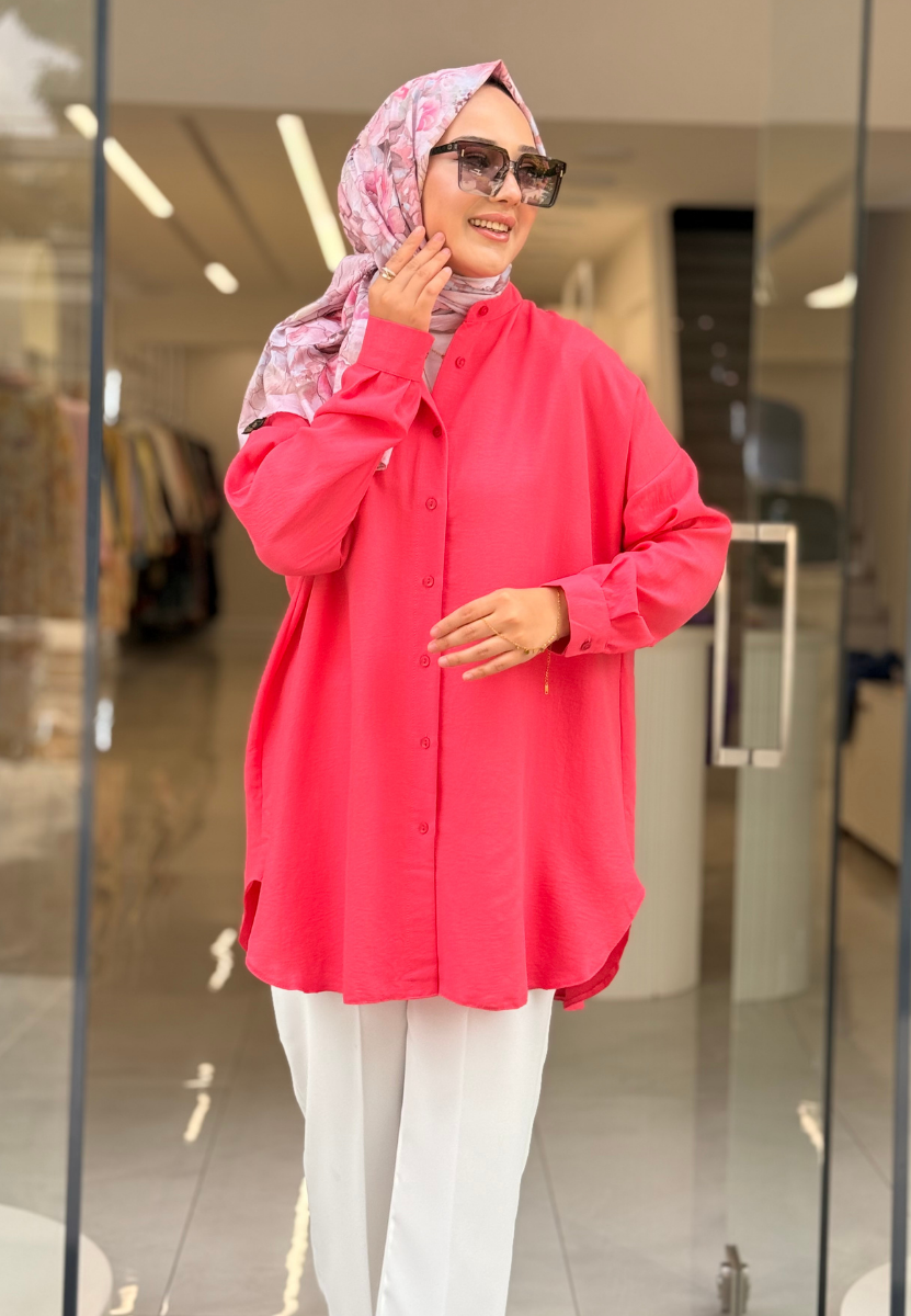 Koyu Pembe Damla Gömlek