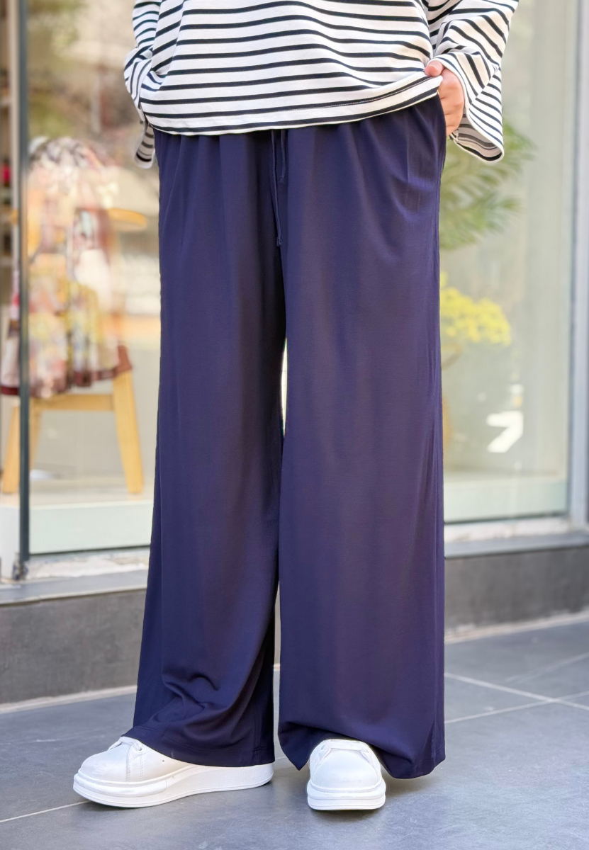 Lacivert Bağçıklı Modal Pantolon