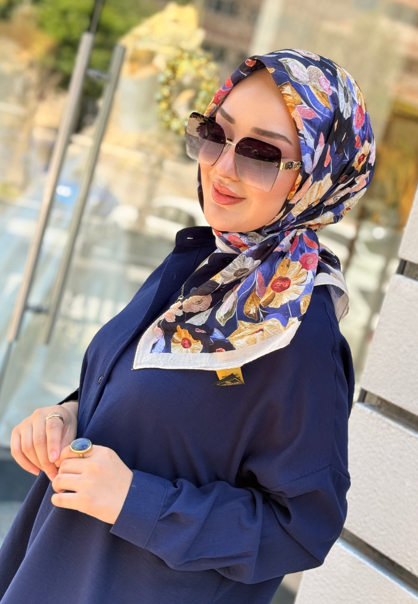Lacivert Floren Soft Eşarp