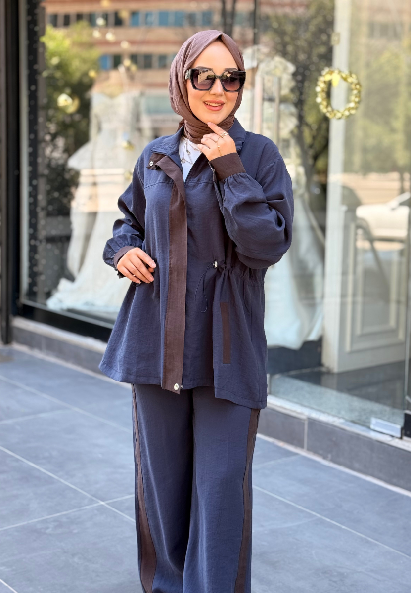 Lacivert Strip Takım