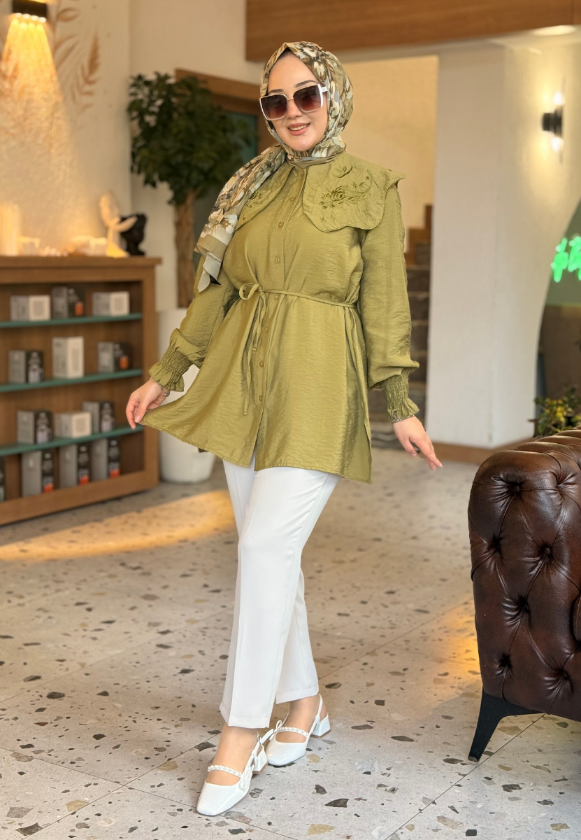 Manolya Yağ Yeşili Gömlek