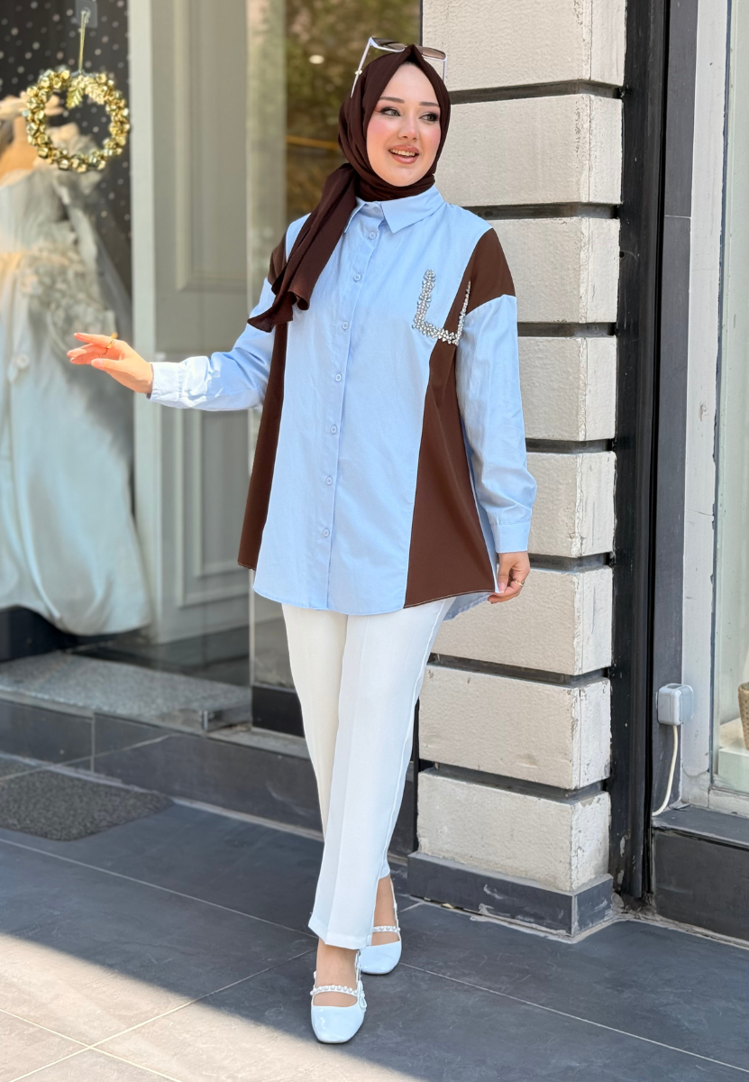 Mavi Color Poplin Gömlek