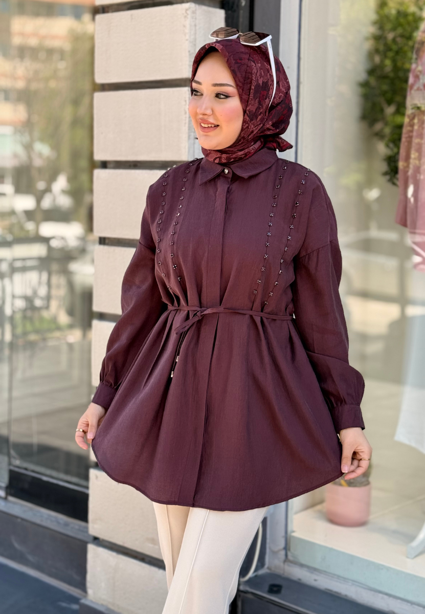Mürdüm Taşlı Gömlek
