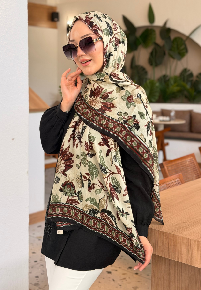 Mystic Bloom Kiremit Soft Viscon Şal