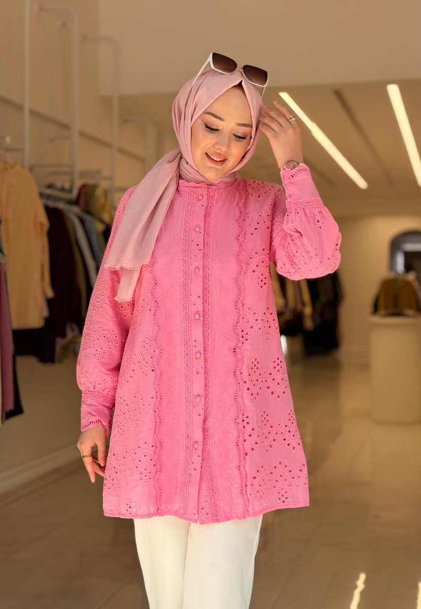 Pembe Brode Gömlek