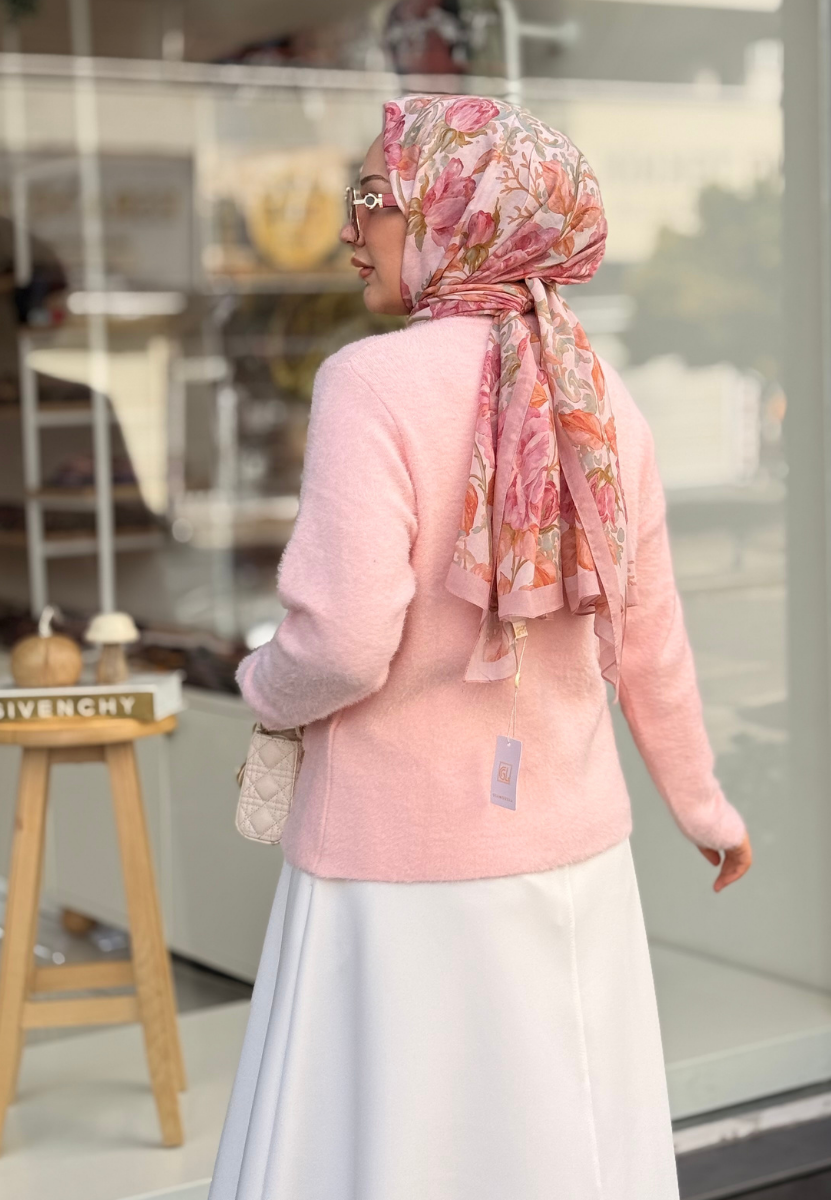 Pudra Angora Kısa Hırka