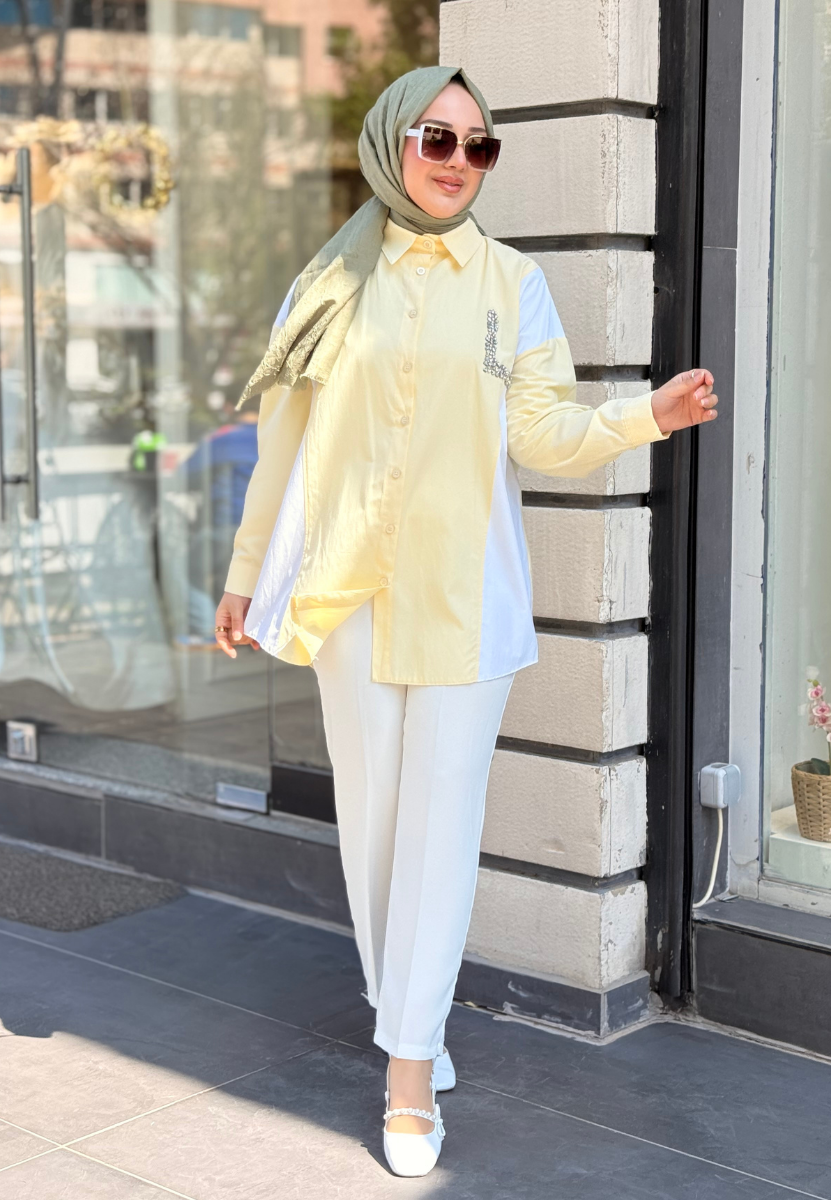 Sarı Color Poplin Gömlek