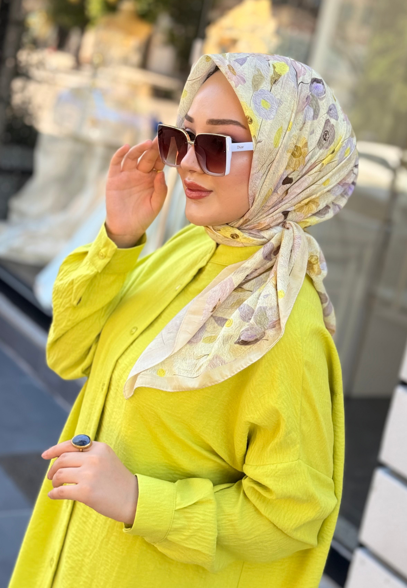 Sarı Floren Soft Eşarp