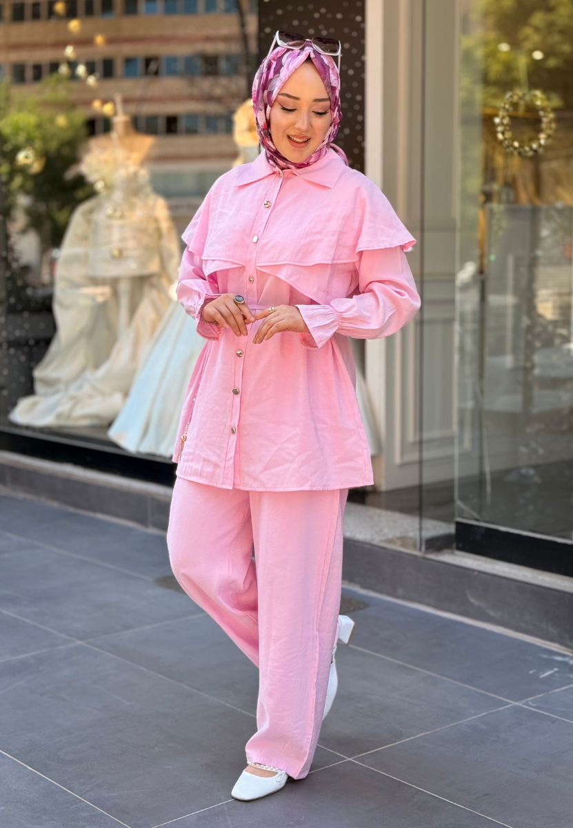 Şeker Pembe Pelerin Takım