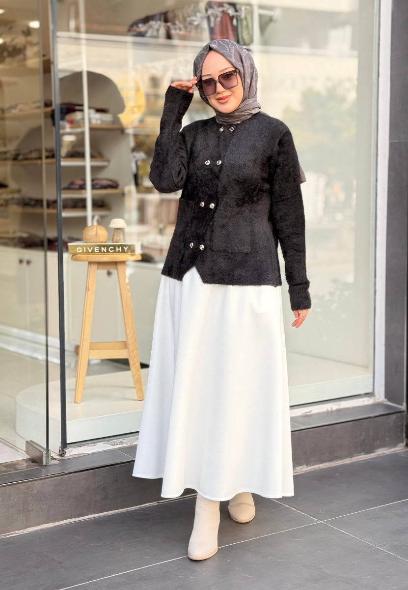 Siyah Angora Kısa Hırka