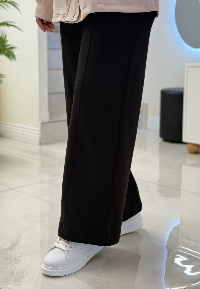 Siyah Çımalı Modal Pantolon