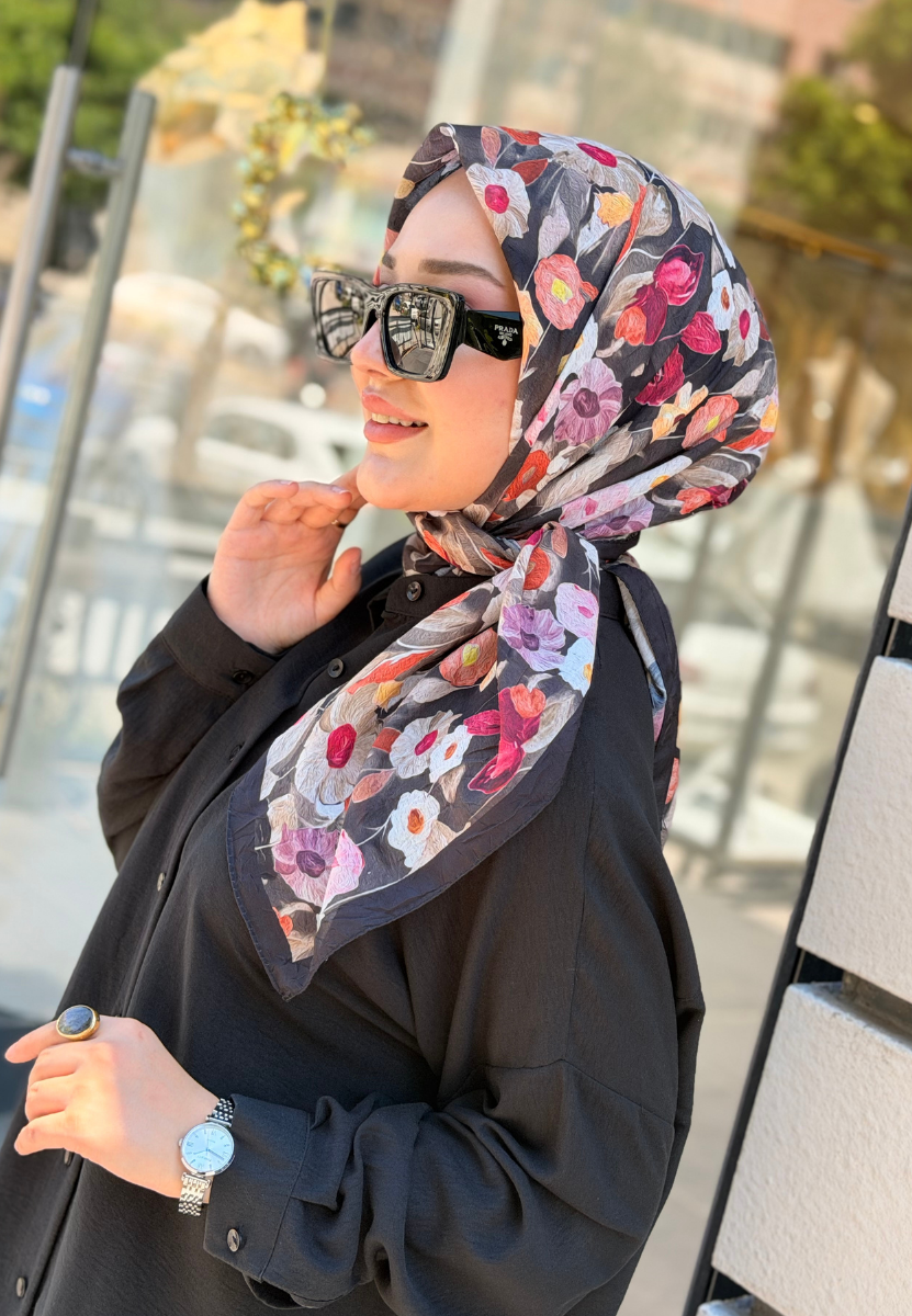 Siyah Floren Soft Eşarp