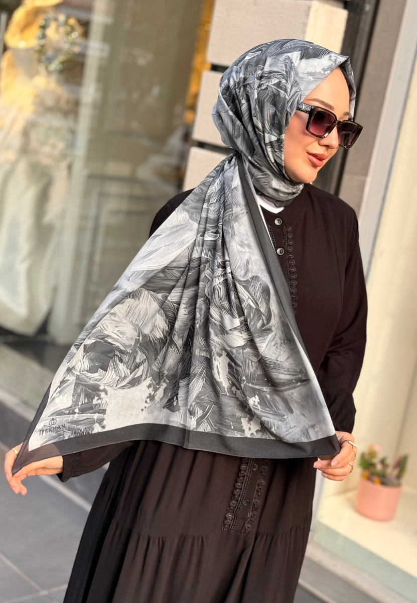 Siyah Native Desen Şal