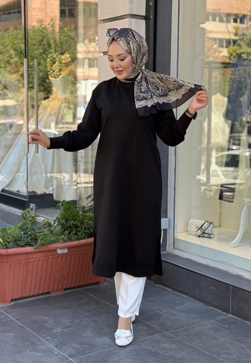 Siyah Yaprak Sweat