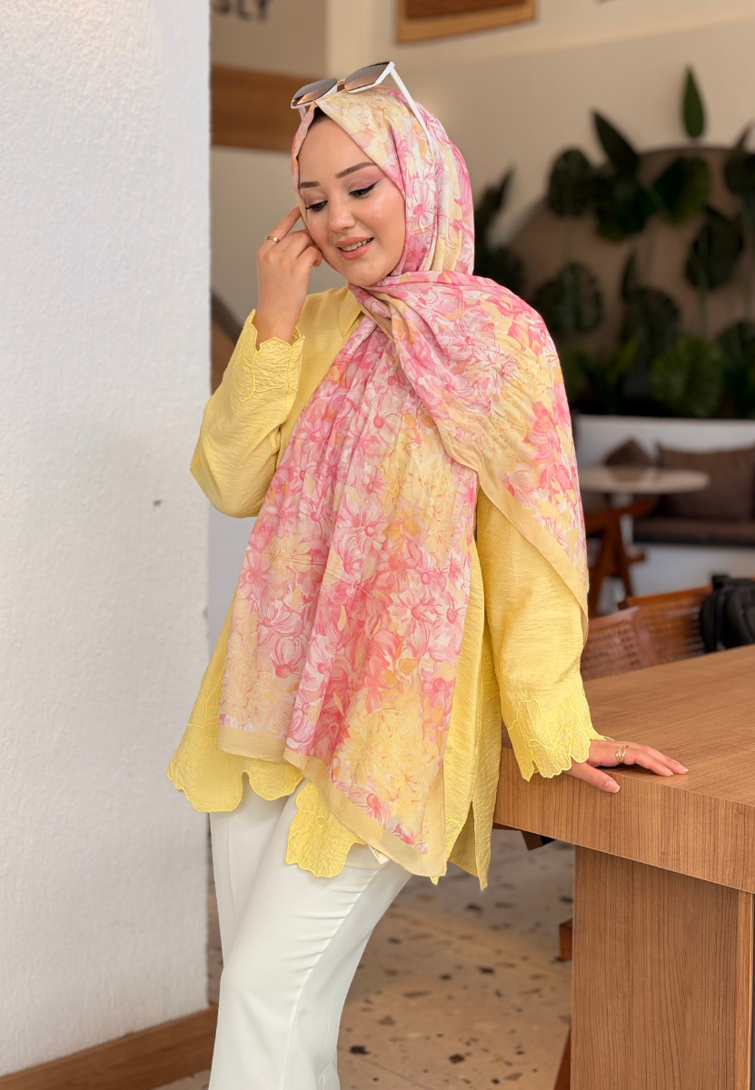 Summer Bloom Soft Pembe Rami Şal